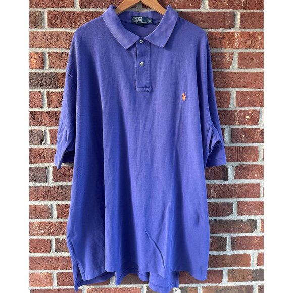 Polo Ralph Lauren 3XLT Purple Mesh Polo Orange Pony - Picture 1 of 7